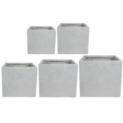 Amfa Square Planters - Set Of 5 - Grey