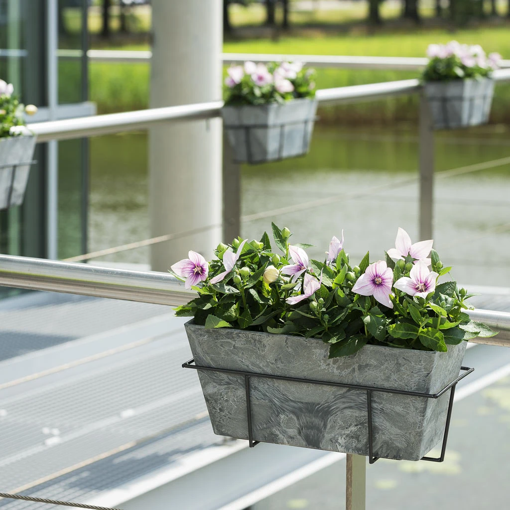 Ella Artstone Balcony Trough Planter - Grey 4 Ella Artstone Balcony Trough Planter - Grey - Image 2