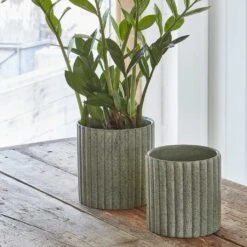Azalea Ribbed Plant Pot - Speckled Green Stone 14 Azalea Ribbed Plant Pot - Speckled Green Stone -Plant potted plants Azalea Ribbed Plant Pot Speckled Green Stone 1