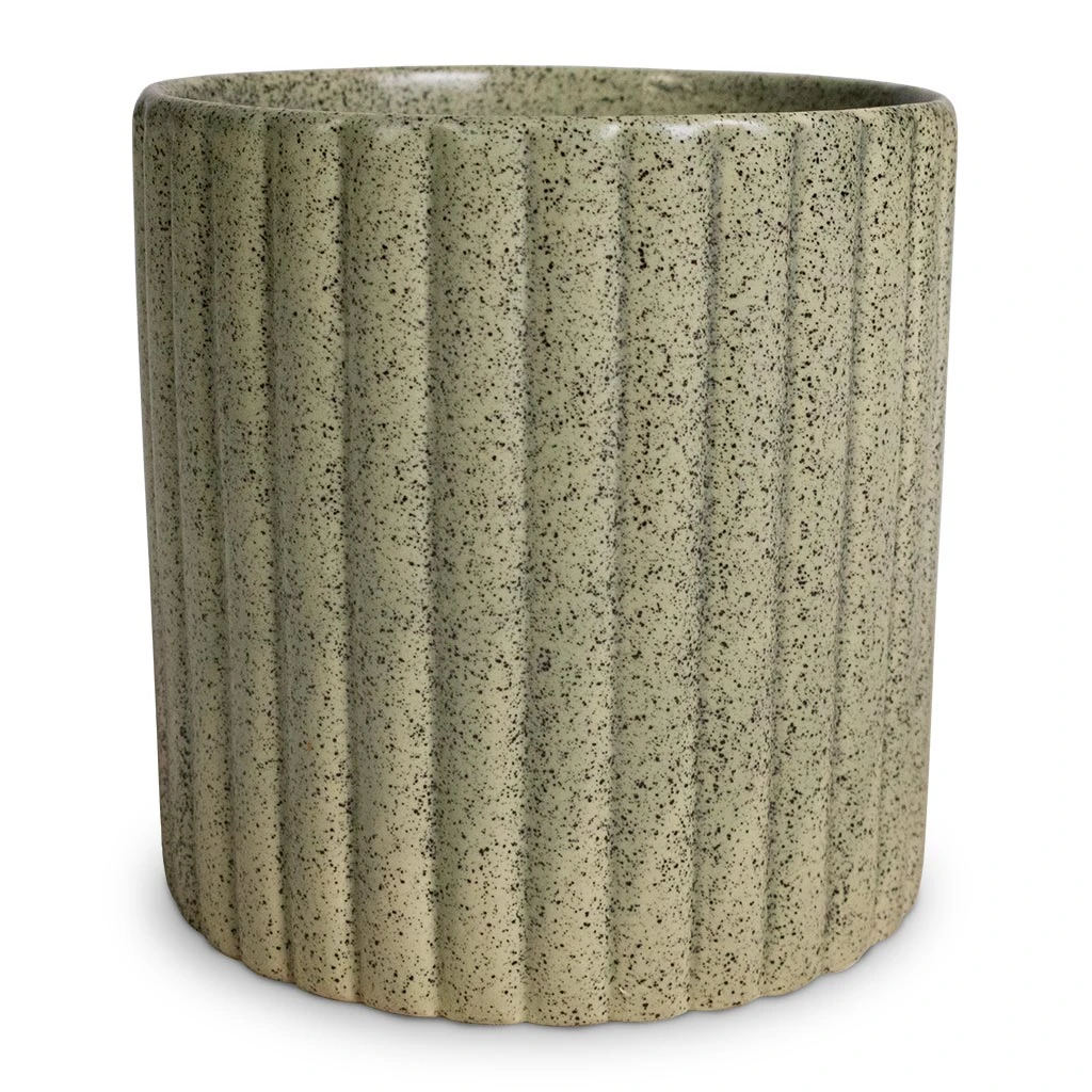 Azalea Ribbed Plant Pot - Speckled Green Stone 3 Azalea Ribbed Plant Pot - Speckled Green Stone