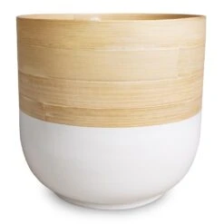 Bamboo Plant Pot - White