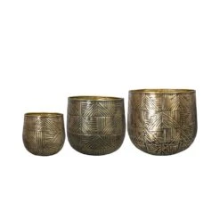 Calvin Metal Plant Pots - Set Of 3 - Matt Gold -Plant potted plants Calvin metal plant pots set of 3 matt gold