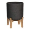 Charlie Plant Pot - Low Stand - Black Washed -Plant potted plants Charlie Plant Pot Low Stand Black Washed