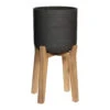 Charlie Plant Pot - Tall Stand - Black Washed -Plant potted plants Charlie Plant Pot Tall Stand Black Washed