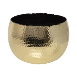 Hammered Bowl - Gold With Black -Plant potted plants Hammered Bowl Gold Black19cm