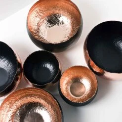 Hammered Bowl - Black With Copper -Plant potted plants Hammered Bowls Copper Black LS1