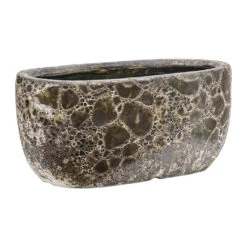 Lava Oval Relic Plant Bowl - Black -Plant potted plants Lava Oval Relic Plant Bowl Black 38x24x19cm