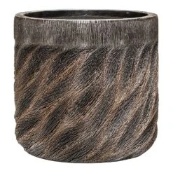 Luxe Lite Wave Cylinder Planter - Bronze -Plant potted plants Luxe Lite Wave Cylinder Planter Bronze Large