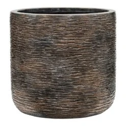 Luxe Lite Wrinkle Cylinder Planter - Bronze -Plant potted plants Luxe Lite Wrinkle Cylinder Planter Bronze Large