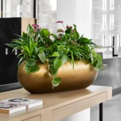 Metallic Boat Planter - Matt Honey -Plant potted plants Metallic Boat Planter Matt Honey 1