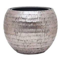 Opus Hammered Globe Planter - Silver