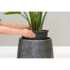 Opus Hit Darcy Planter - Silver -Plant potted plants Opus Hit Darcy Planter Silver Lifestyle Close