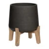 Patt Plant Pot - Low Stand - Black Washed
