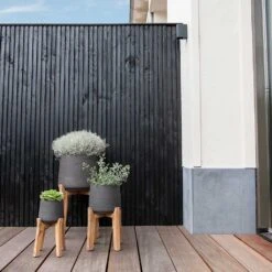 Patt Plant Pot - Tall Stand - Black Washed -Plant potted plants Patt Plant Pot Tall Stand Black Washed Lifestyle 02