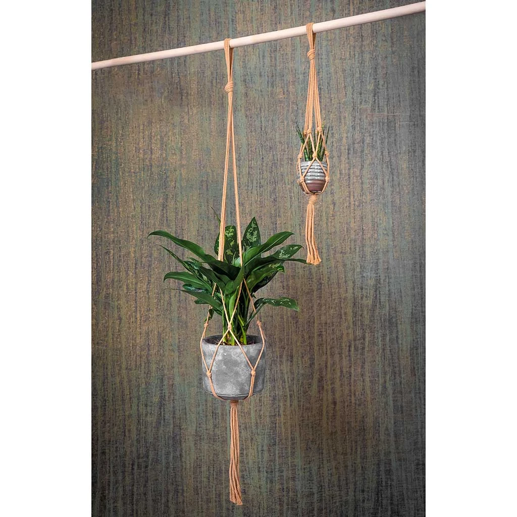 Plant Pot Knotted Macrame Hanging Rope - Jute - 200cm 4 Plant Pot Knotted Macrame Hanging Rope - Jute - 200cm - Image 2