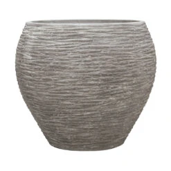 Polystone Coated Ribbed Balloon Planter - Raw Grey