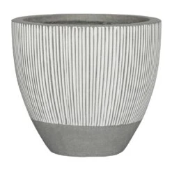 Jesslyn Plant Pot - Ridged White Stripe -Plant potted plants Ridged Jesslyn Plant Pot White Stripe 45x35cm