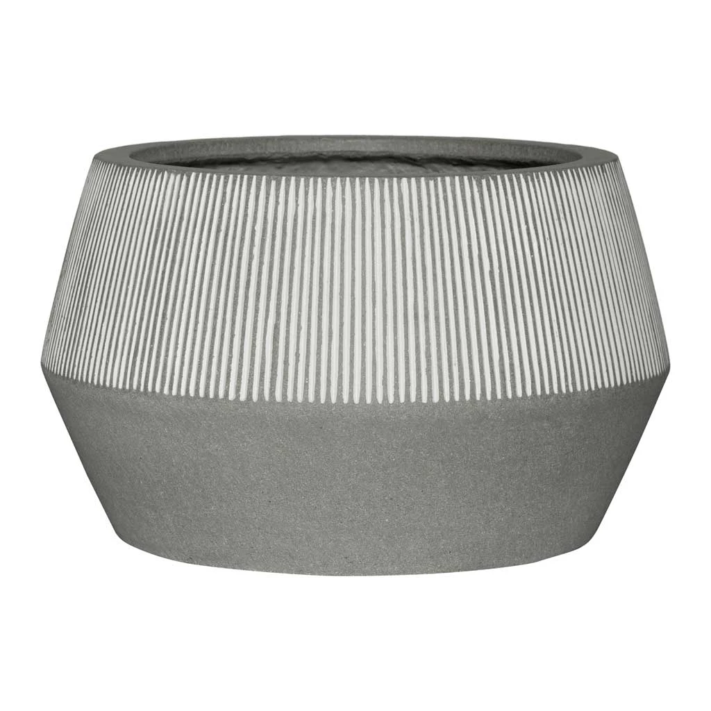 Low Harley Plant Pot - Ridged White Stripe 3 Low Harley Plant Pot - Ridged White Stripe