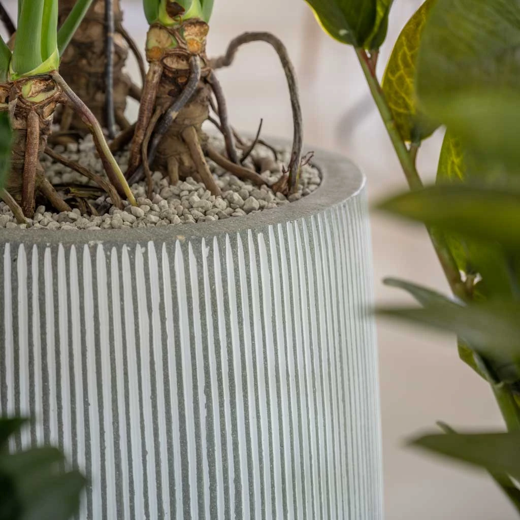 Tall Harith Plant Pot - Ridged White Stripe 7 Tall Harith Plant Pot - Ridged White Stripe - Image 5