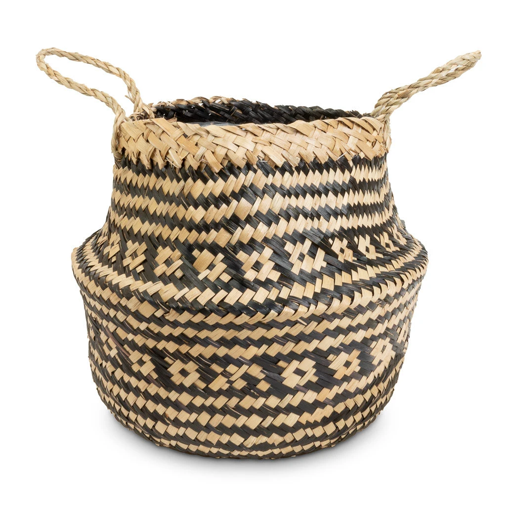 Seagrass Tribal Basket - Black Lined 3 Seagrass Tribal Basket - Black Lined
