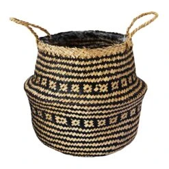 Seagrass Tribal Basket - Black Lined 8 Seagrass Tribal Basket - Black Lined -Plant potted plants Seagrass Tribal Plant Basket Black Lined